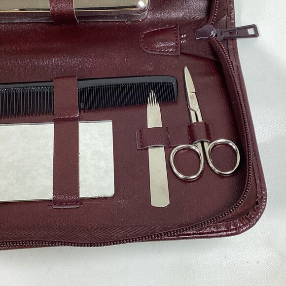 Mens Travel Grooming Kit West Germany Comb Mirror Brush File Scissors Shoe Horn - Picture 5 of 9